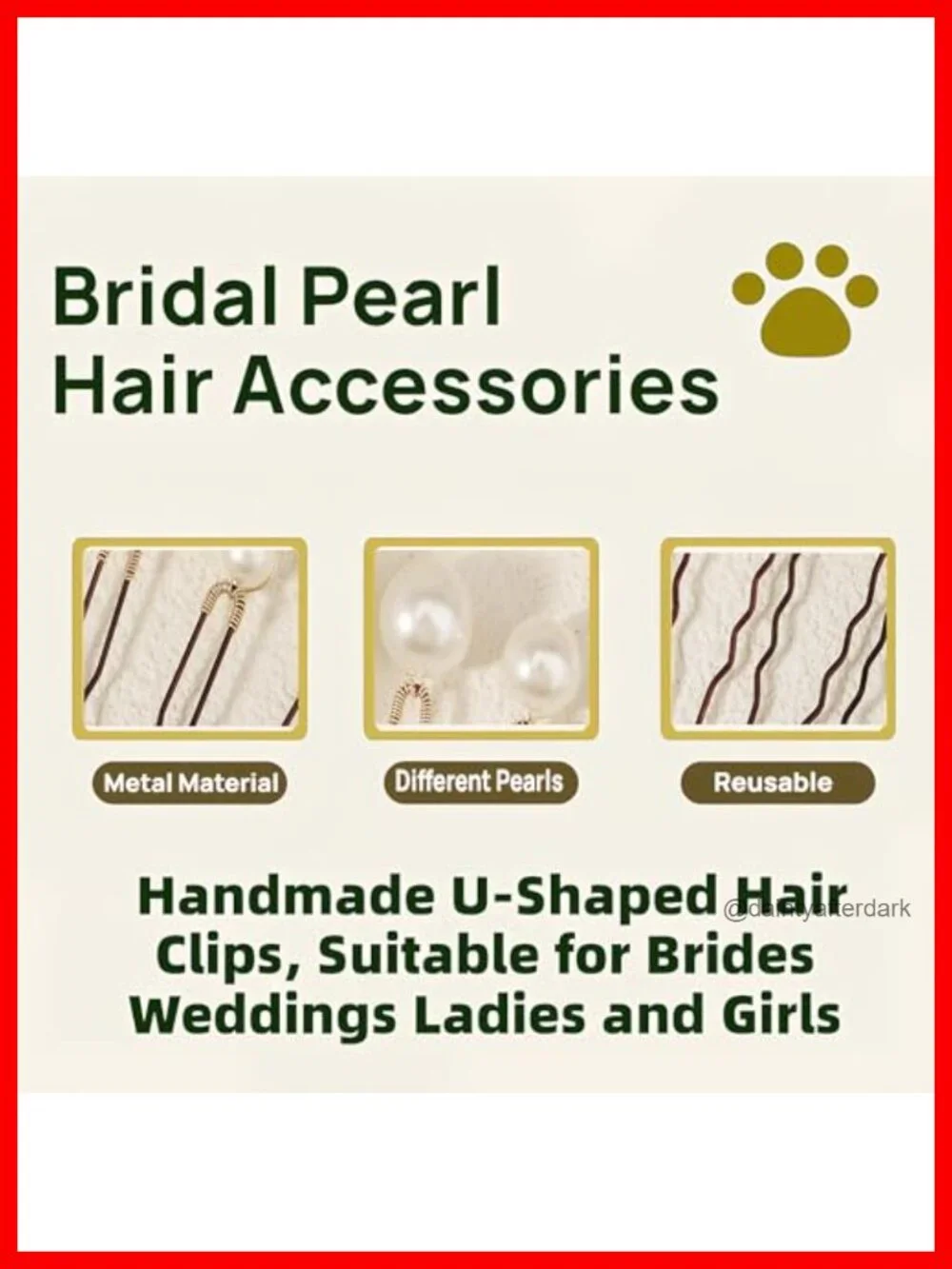 12 Pearl U Shaped Hair Pins - Handmade Decorative Bobby Pins for Wedding